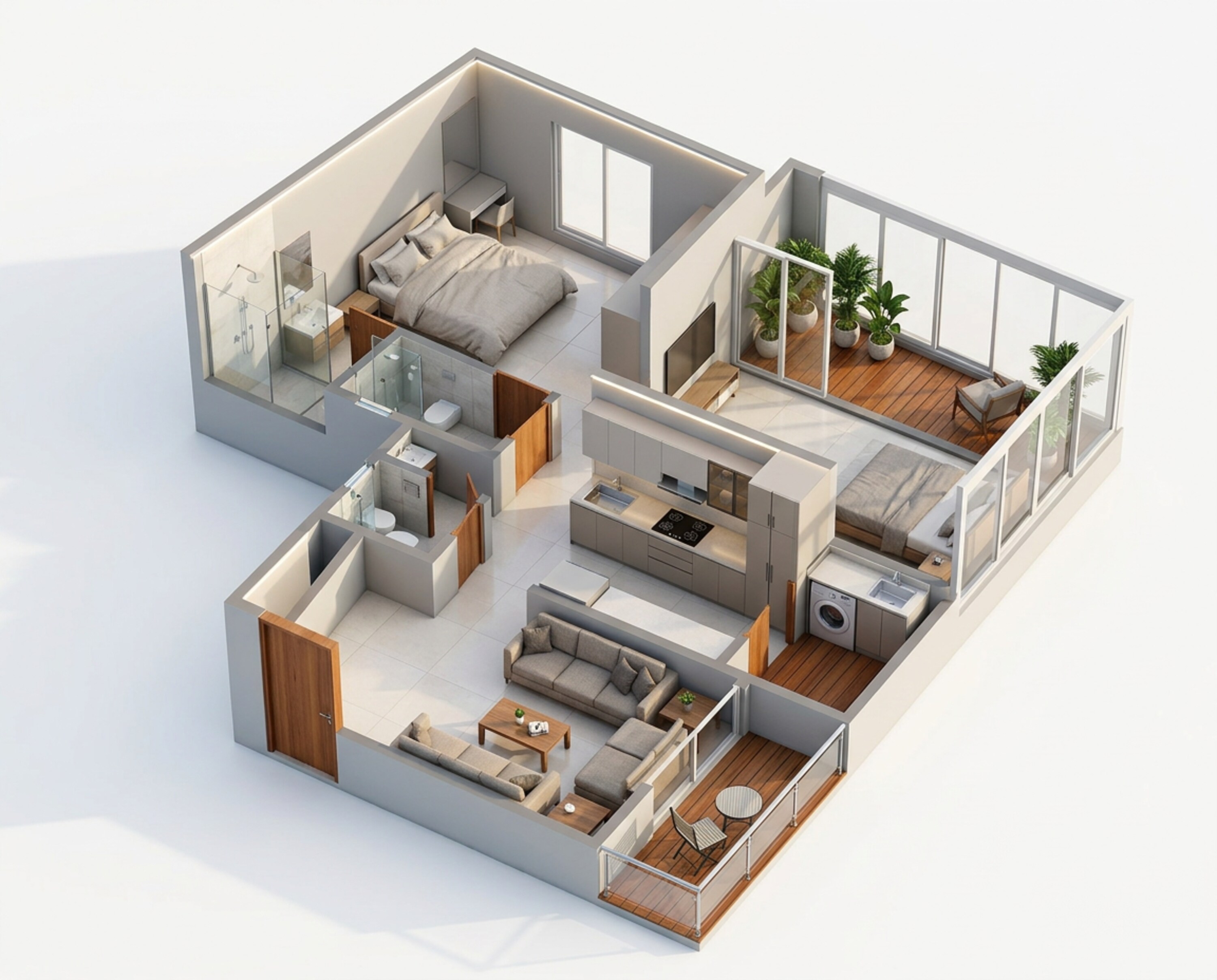 Floor plan of 2 BHK 772 Sq. Ft. Apartment in Belvalkar Meera Apartments, Pune