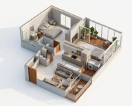 Floor plan of 2 BHK 772 Sq. Ft. Apartment in Belvalkar Meera Apartments, Pune