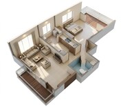 Floor plan of 1 BHK 663 Sq. Ft. Apartment in Belvalkar Meera Apartments, Pune