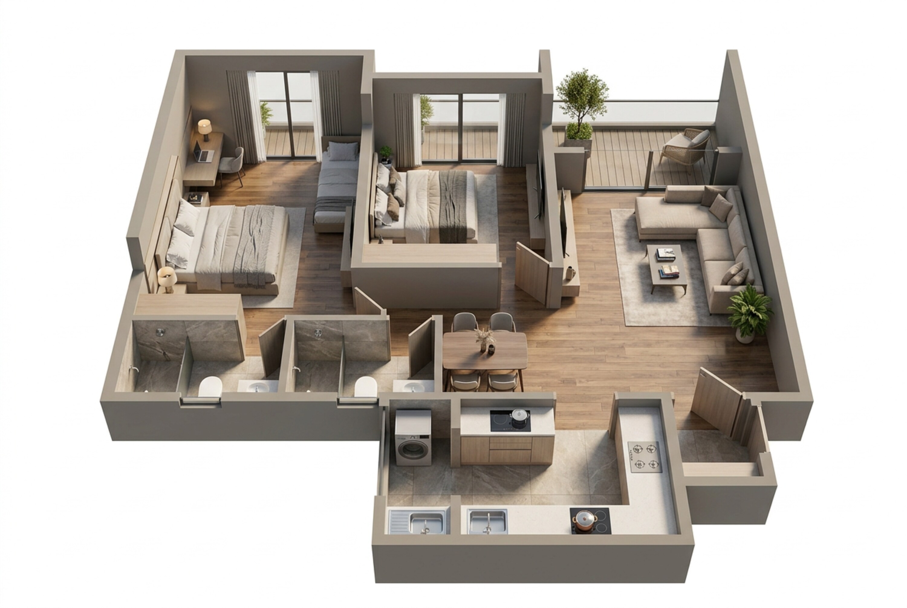 Floor plan of 2 BHK 801 Sq. Ft. Apartment in Saheel Itrend Vesta, Pune