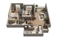 Floor plan of 2 BHK 801 Sq. Ft. Apartment in Saheel Itrend Vesta, Pune