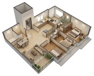 Floor plan of 2 BHK 784 Sq. Ft. Apartment in Varsha Balaji Sapphire, Navi Mumbai
