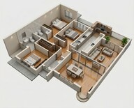 Floor plan of 3 BHK 1129 Sq. Ft. Apartment in Varsha Balaji Sapphire, Navi Mumbai