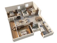 Floor plan of 3 BHK 1624 Sq. Ft. Apartment in Brigade Eternia, Bangalore