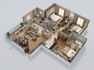 Floor plan of 3 BHK 2000 Sq. Ft. Apartment in Brigade Eternia, Bangalore
