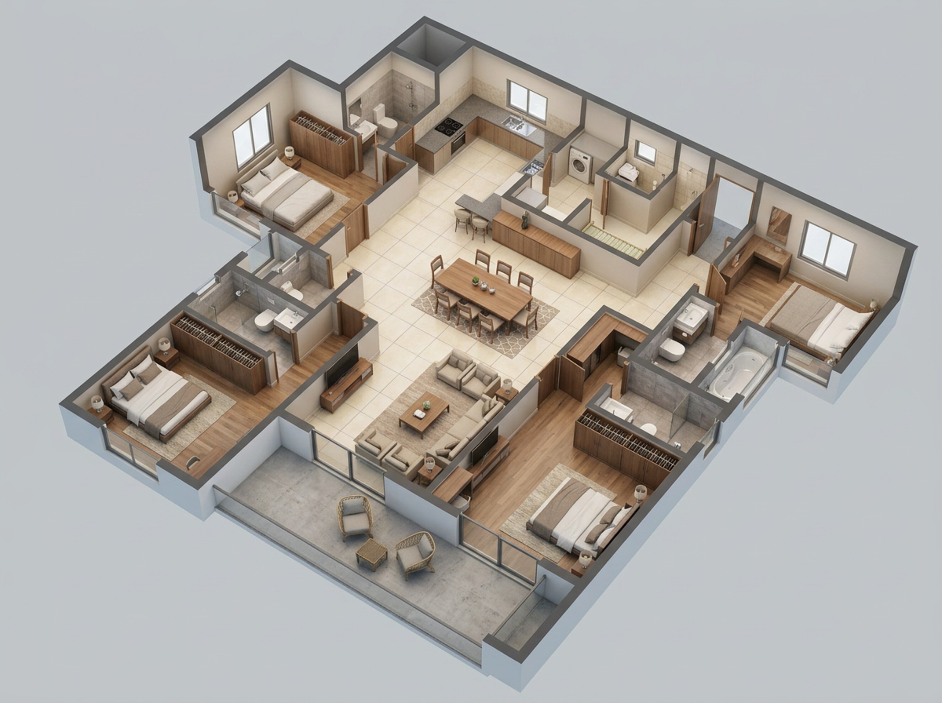 Floor plan of 4 BHK 2950 Sq. Ft. Apartment in Brigade Eternia, Bangalore