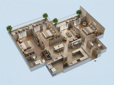 Floor plan of 3 BHK 1630 Sq. Ft. Apartment in SKA Estate, Greater Noida