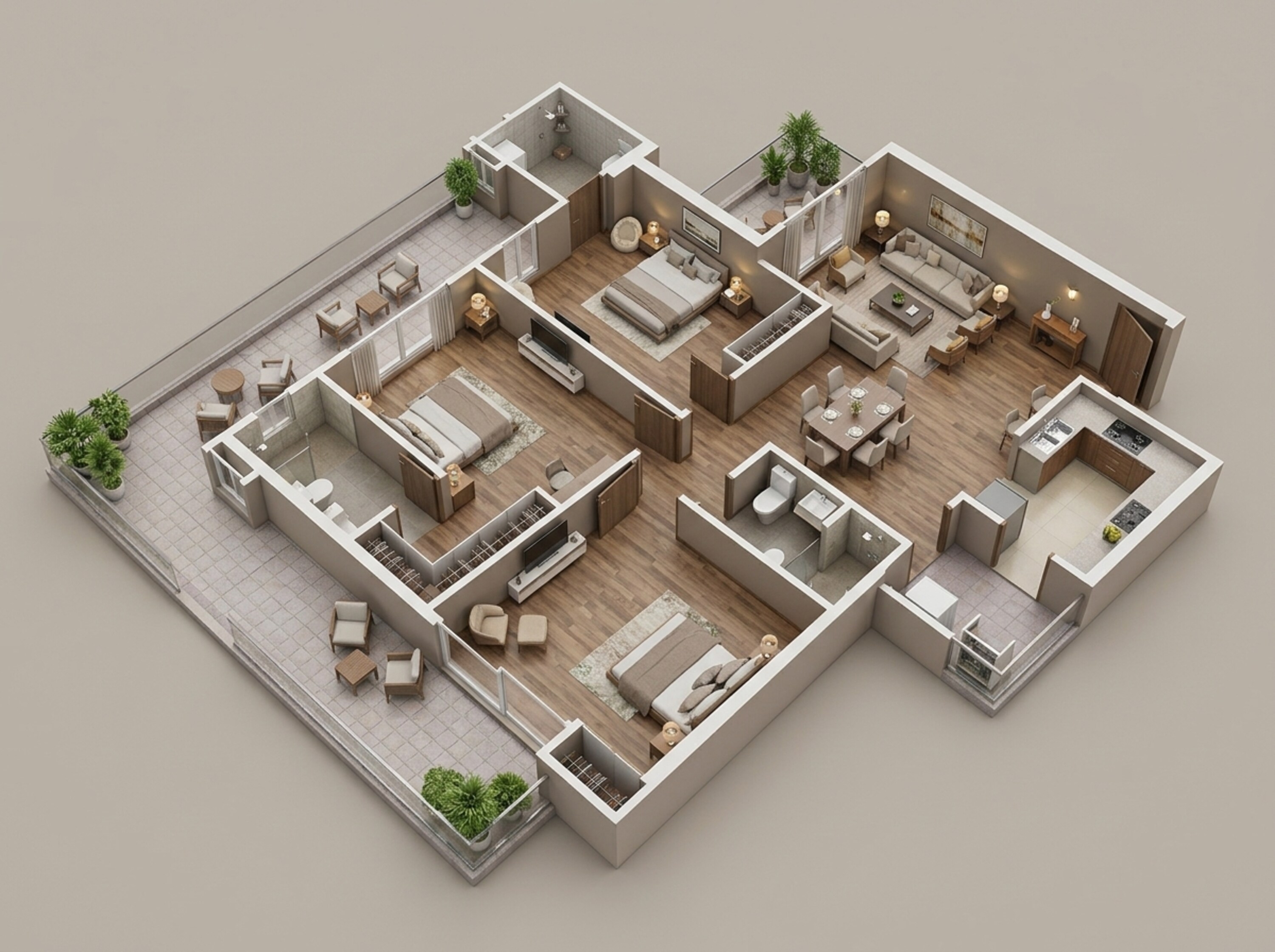 Floor plan of 4 BHK 1856 Sq. Ft. Apartment in SKA Estate, Greater Noida