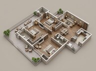 Floor plan of 4 BHK 1856 Sq. Ft. Apartment in SKA Estate, Greater Noida