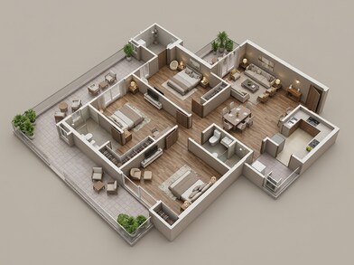 Floor plan of 4 BHK 1856 Sq. Ft. Apartment in SKA Estate, Greater Noida
