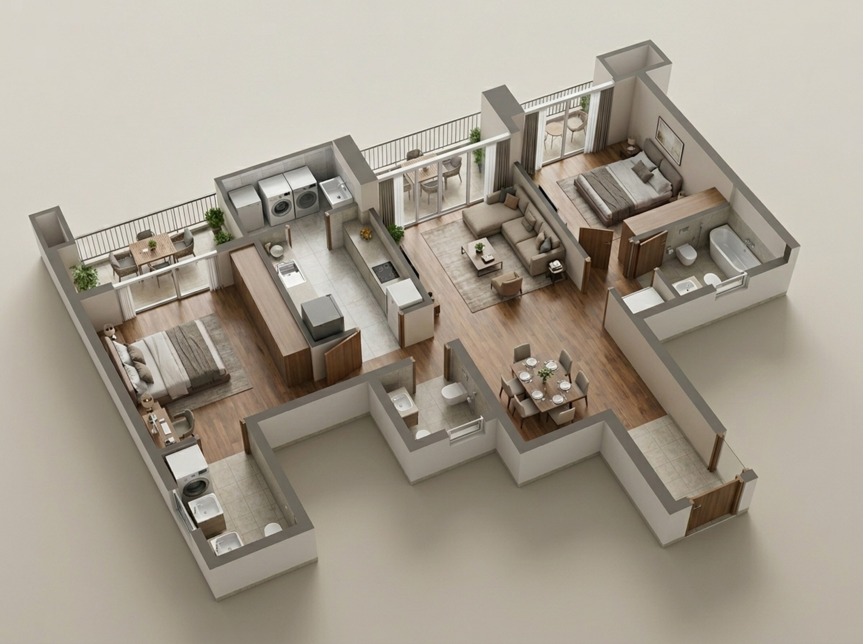 Floor plan of 2 BHK 875 Sq. Ft. Apartment in Birla Punya, Pune