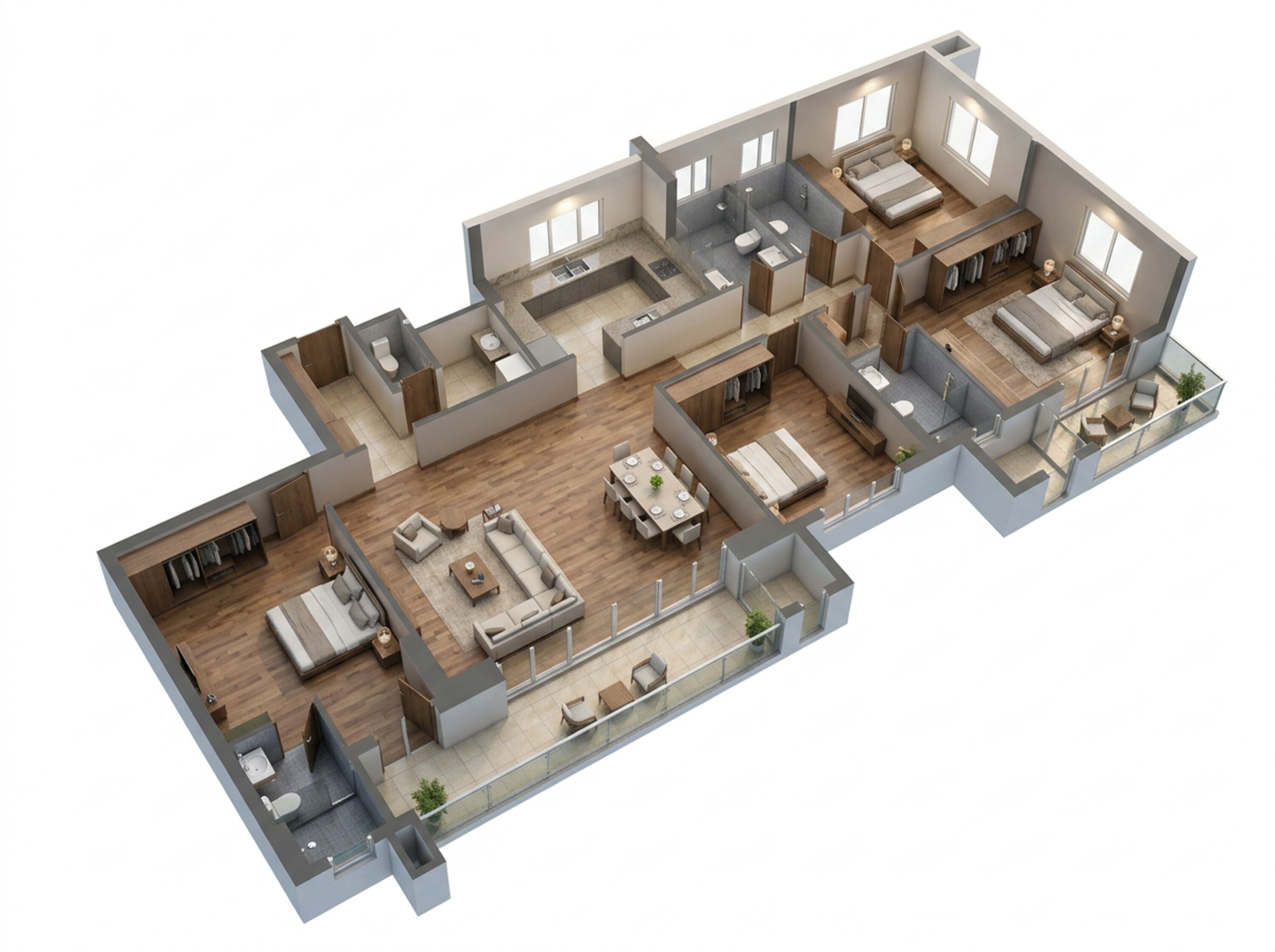 Floor plan of 4 BHK 1805 Sq. Ft. Apartment in Birla Punya, Pune