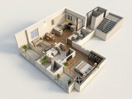Floor plan of 1 BHK 486 Sq. Ft. Apartment in Birla Punya, Pune