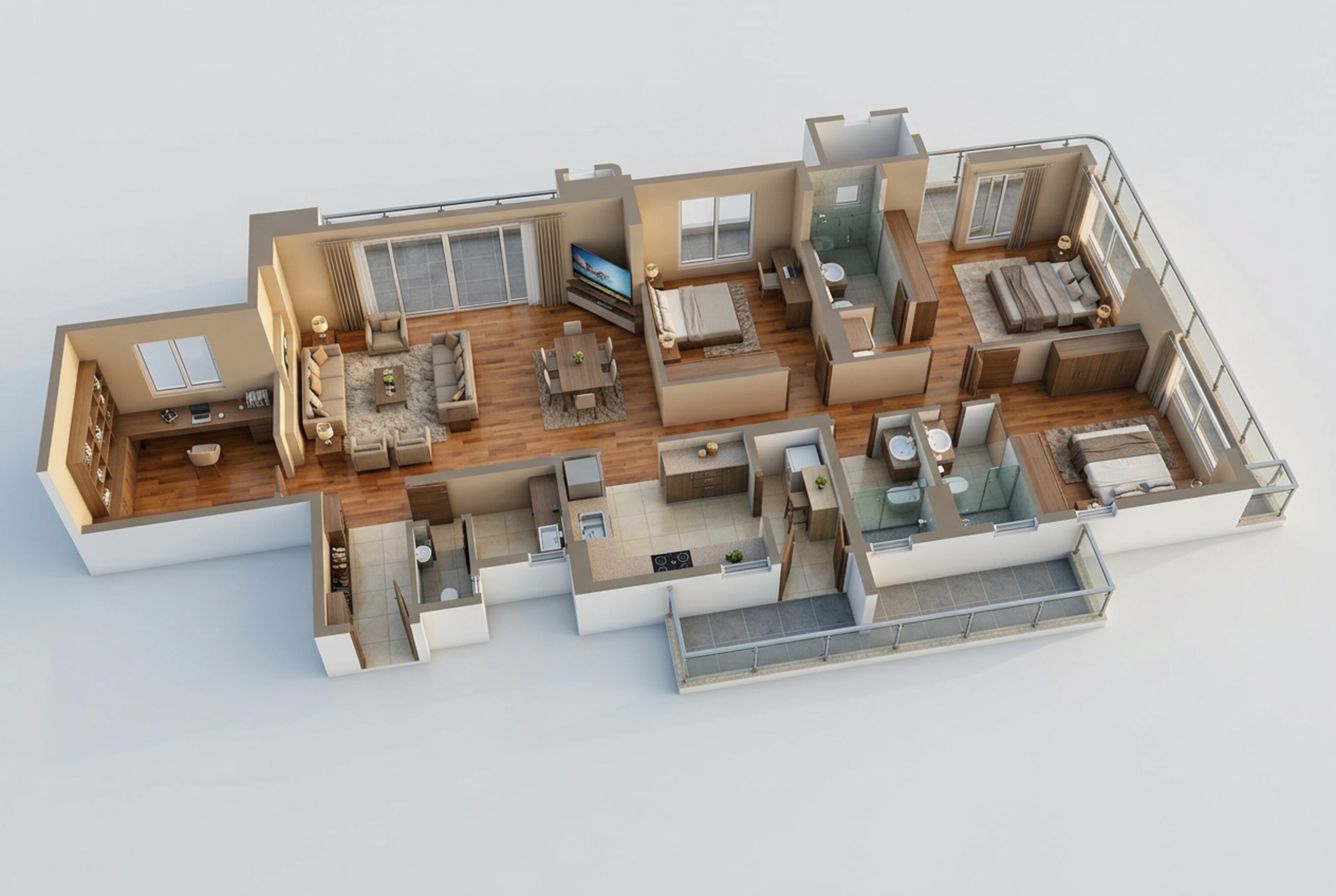 Floor plan of 3 BHK 1629 Sq. Ft. Apartment in Birla Punya, Pune