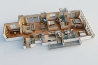 Floor plan of 3 BHK 1629 Sq. Ft. Apartment in Birla Punya, Pune