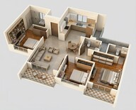 Floor plan of 3 BHK 1015 Sq. Ft. Apartment in Yashada Earthsong, Pune