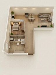Floor plan of 1 BHK 500 Sq. Ft. Apartment in Padmanabh Shree Yogesh CHS, Thane