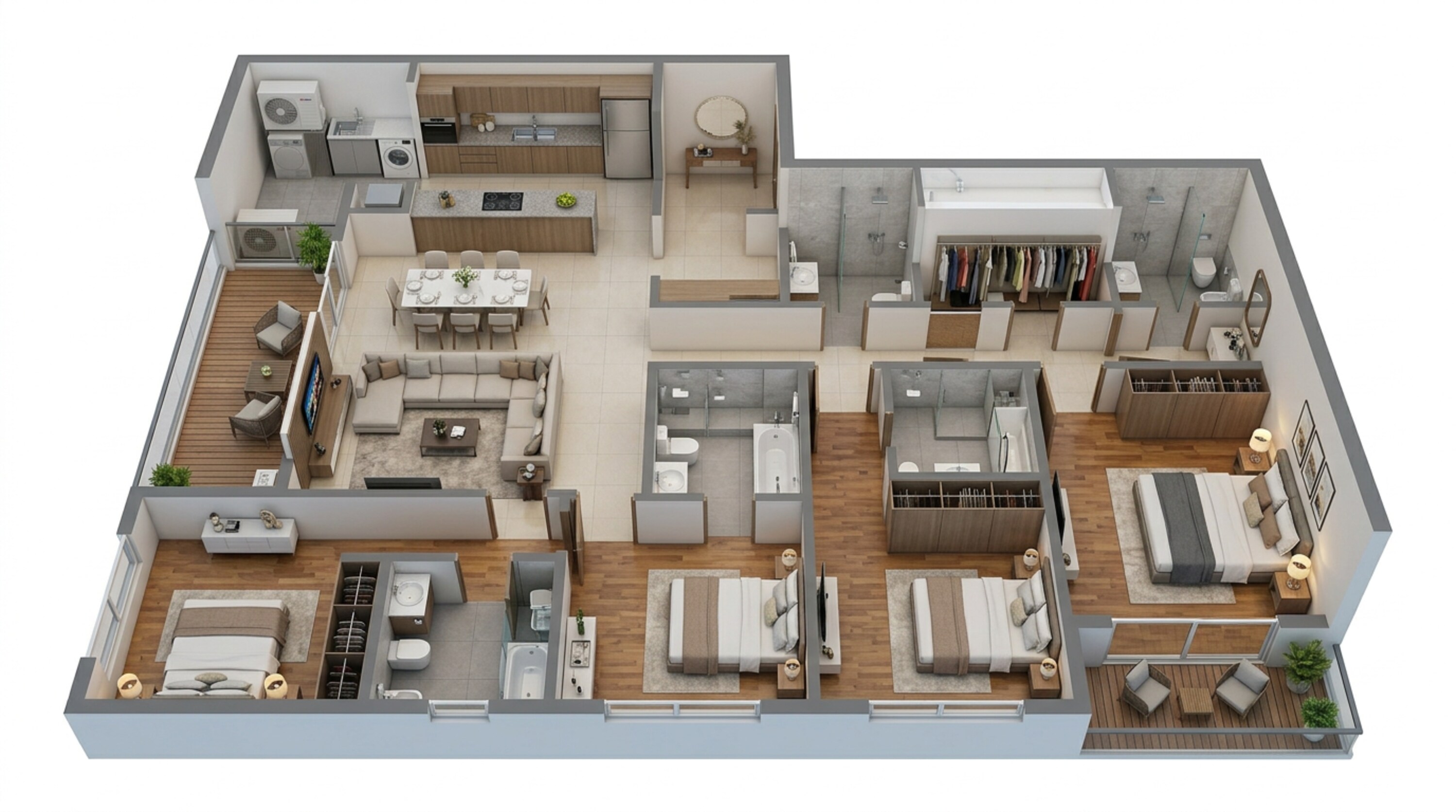 Floor plan of 4 BHK 2757 Sq. Ft. Apartment in LnT Elara Celestia, Bangalore