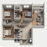 Floor plan of 3 BHK 1770 Sq. Ft. Apartment in Adarsh Primrose, Bangalore