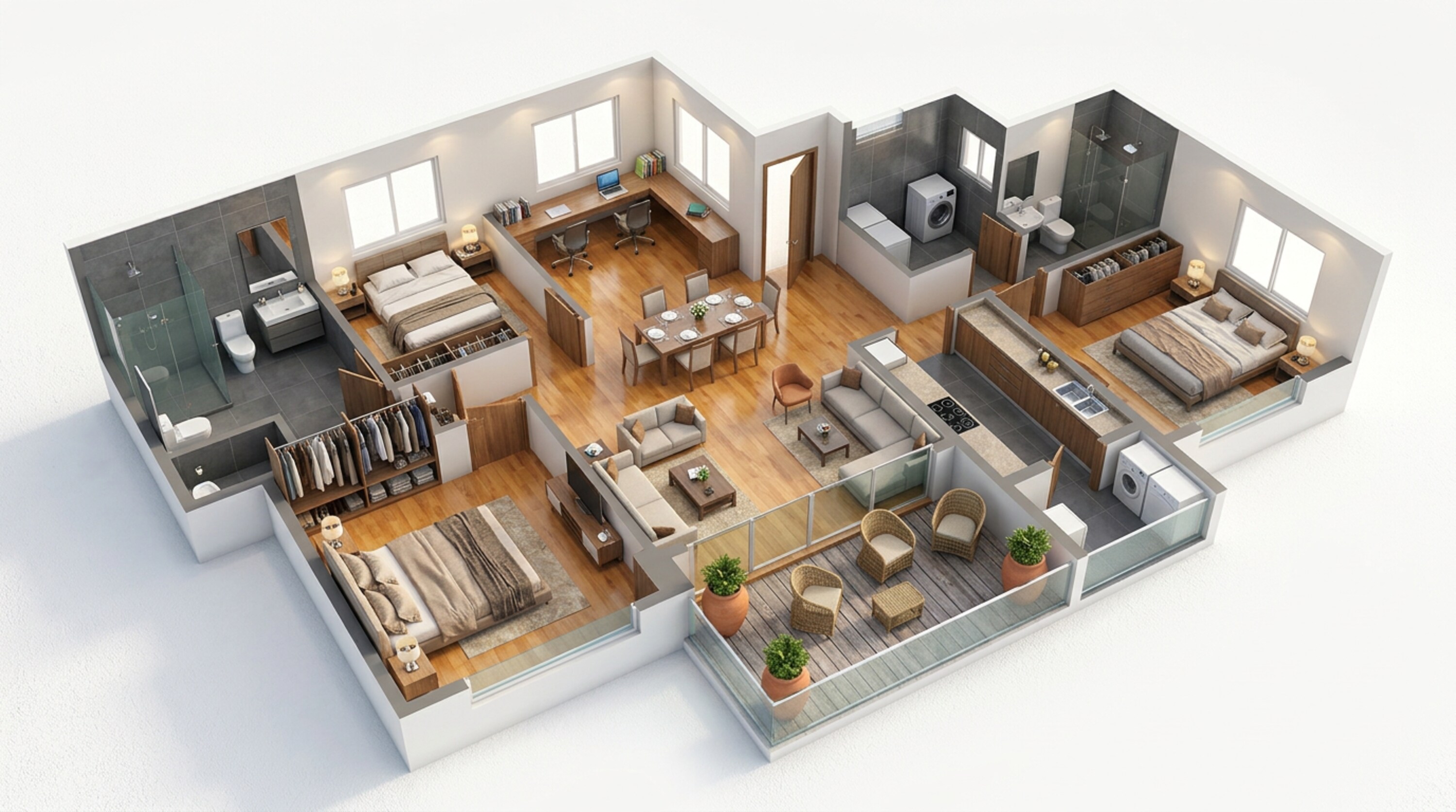 Floor plan of 3 BHK 1336 Sq. Ft. Apartment in Lodha Altero, Pune