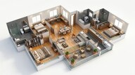 Floor plan of 3 BHK 1336 Sq. Ft. Apartment in Lodha Altero, Pune