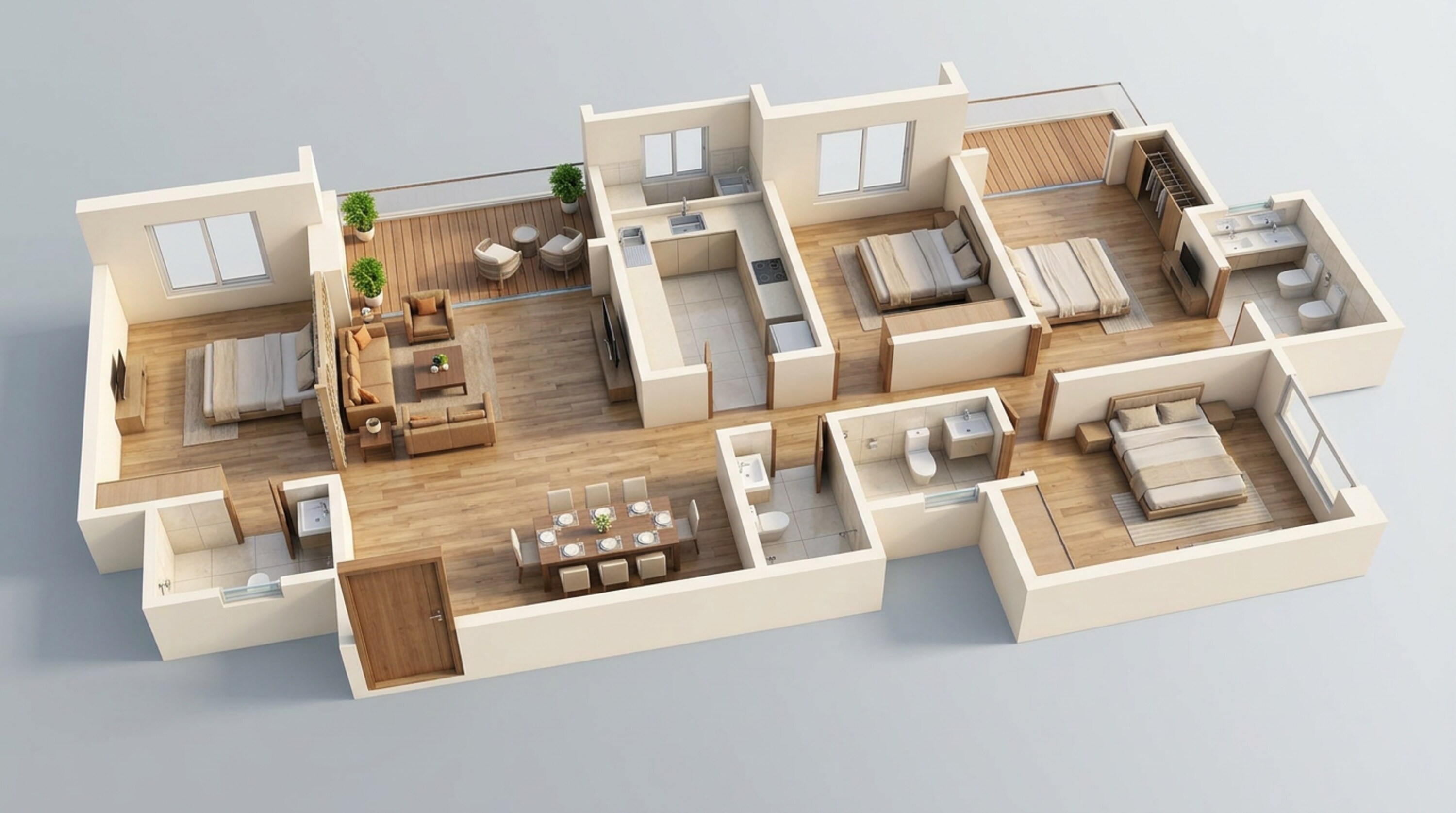 Floor plan of 4 BHK 1659 Sq. Ft. Apartment in Lodha Altero, Pune