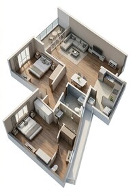 Floor plan of 2 BHK 660 Sq. Ft. Apartment in Kolte Patil Life Republic Duet, Pune