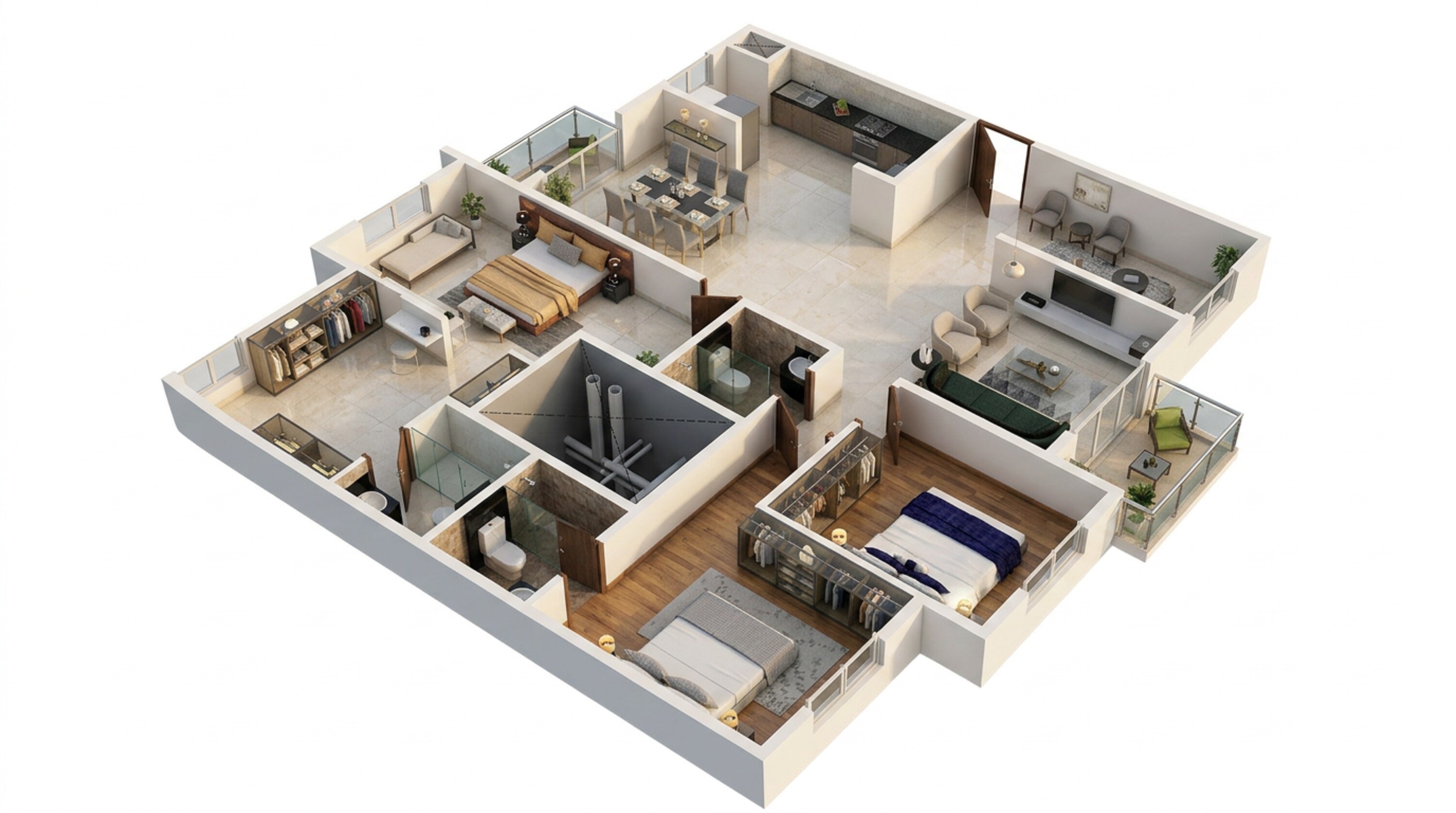 Floor plan of 3 BHK 1779 Sq. Ft. Apartment in Provident Equinox 4, Bangalore