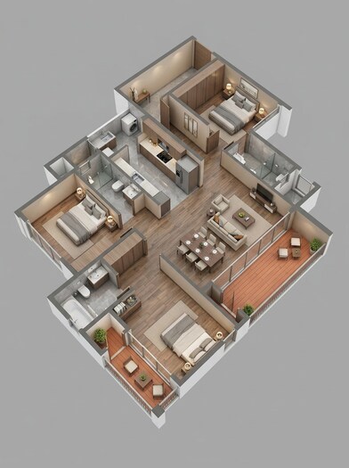 Floor plan of 3 BHK 1934 Sq. Ft. Apartment in Concorde Eleve, Bangalore