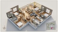 Floor plan of 3 BHK 2101 Sq. Ft. Apartment in Prestige Spring Heights, Hyderabad