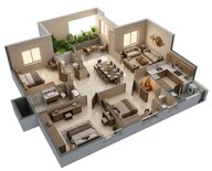 Floor plan of 3 BHK 1875 Sq. Ft. Apartment in Sri Sreenivasa Fortune Water Front, Hyderabad