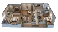 Floor plan of 2 BHK 1390 Sq. Ft. Apartment in Sumadhura Pramoda, Bangalore