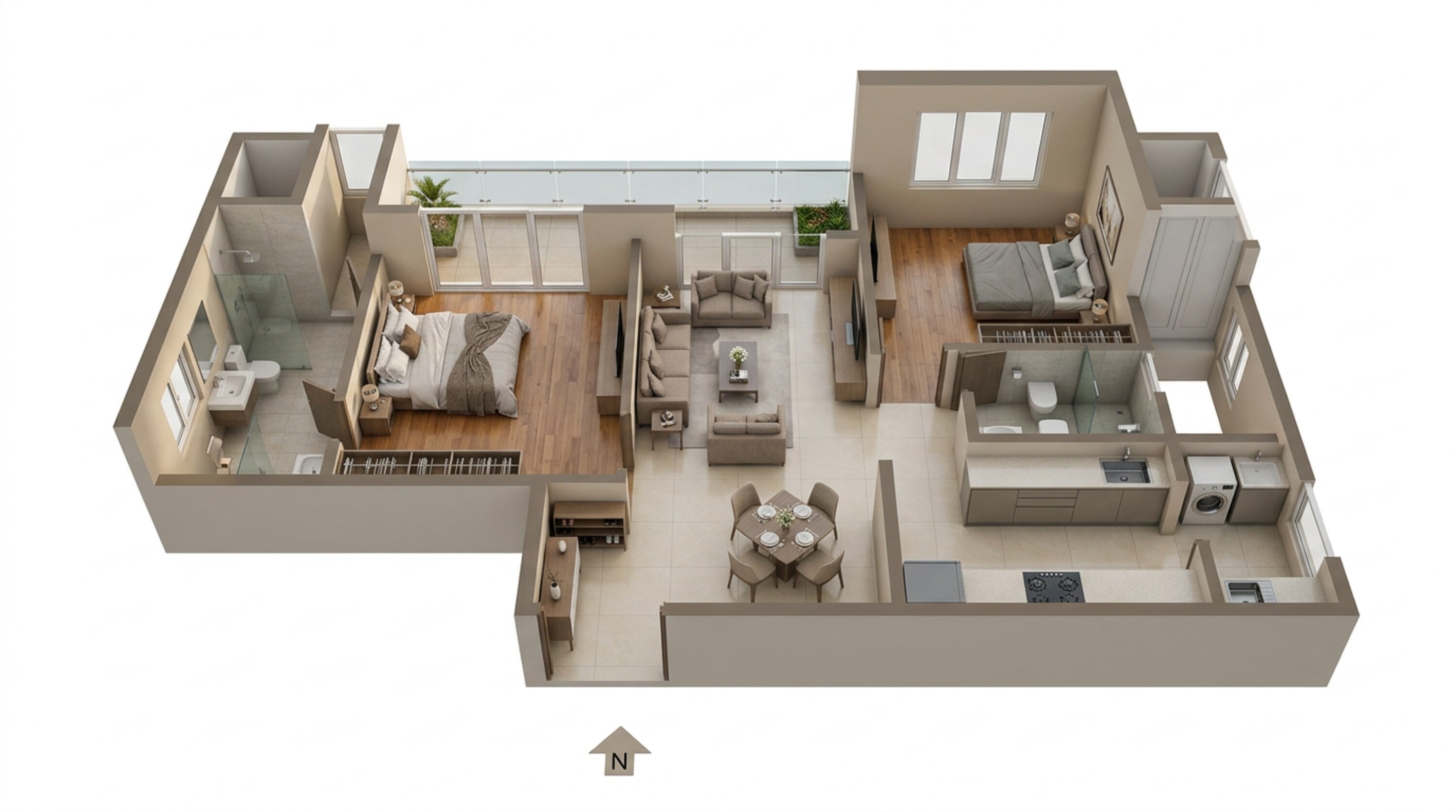 Floor plan of 2 BHK 1490 Sq. Ft. Apartment in Sumadhura Pramoda, Bangalore