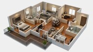 Floor plan of 3 BHK 1625 Sq. Ft. Apartment in Sumadhura Pramoda, Bangalore