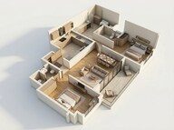 Floor plan of 2 BHK 822 Sq. Ft. Apartment in Godrej MSR City, Bangalore