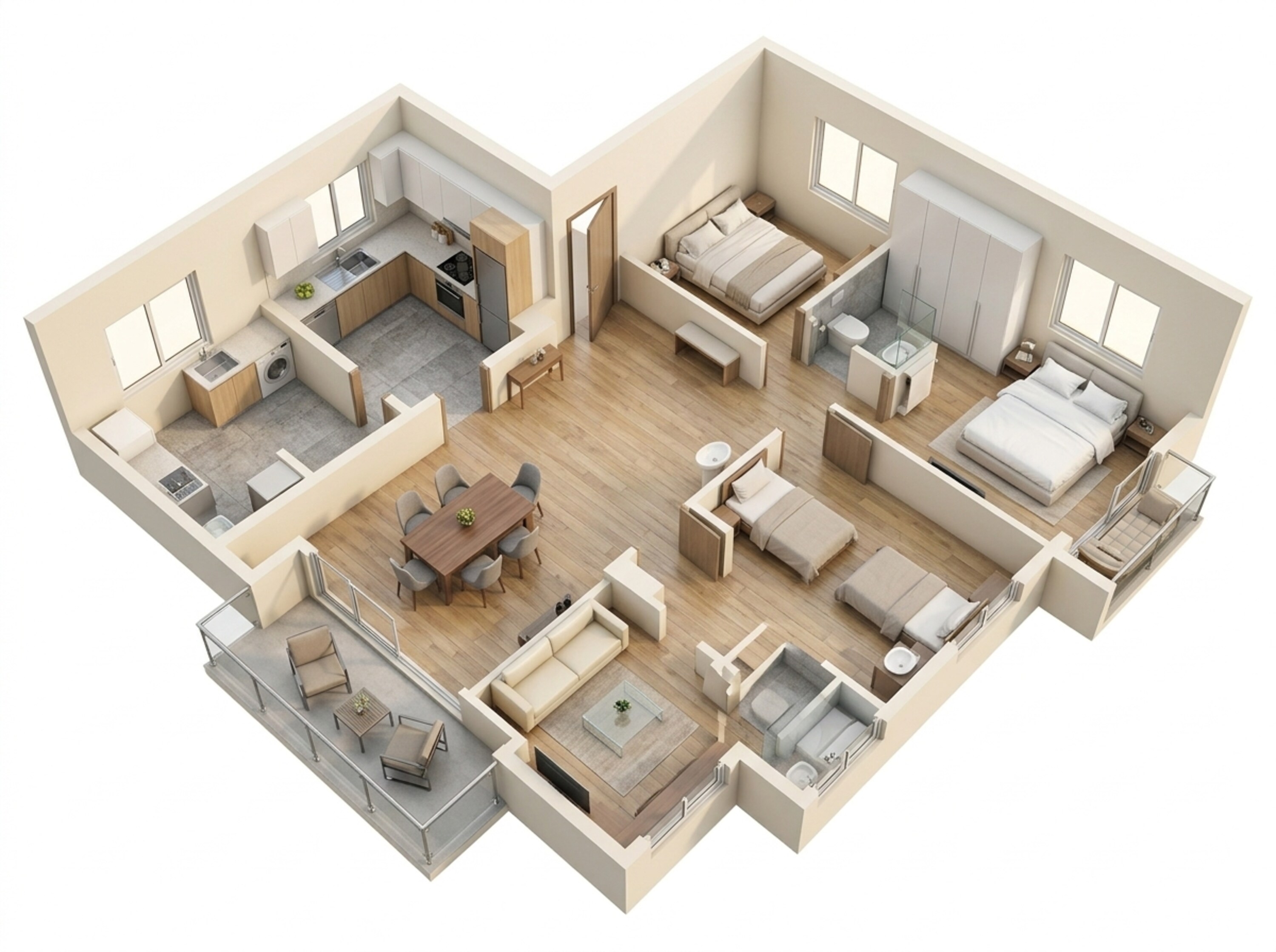 Floor plan of 3 BHK 897 Sq. Ft. Apartment in Godrej MSR City, Bangalore