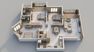 Floor plan of 3 BHK 1098 Sq. Ft. Apartment in Mantra Melange, Pune