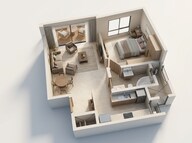 Floor plan of 1 BHK 695 Sq. Ft. Apartment in Prestige Southern Star, Bangalore