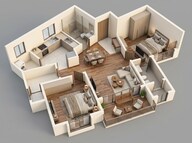 Floor plan of 2 BHK 1140 Sq. Ft. Apartment in Prestige Southern Star, Bangalore