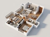 Floor plan of 2 BHK 1309 Sq. Ft. Apartment in Prestige Southern Star, Bangalore