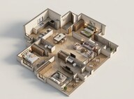 Floor plan of 3 BHK 1812 Sq. Ft. Apartment in Prestige Southern Star, Bangalore