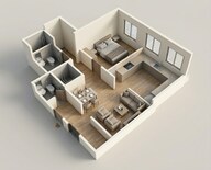 Floor plan of 1 BHK 410 Sq. Ft. Apartment in Dotom Vue, Mumbai