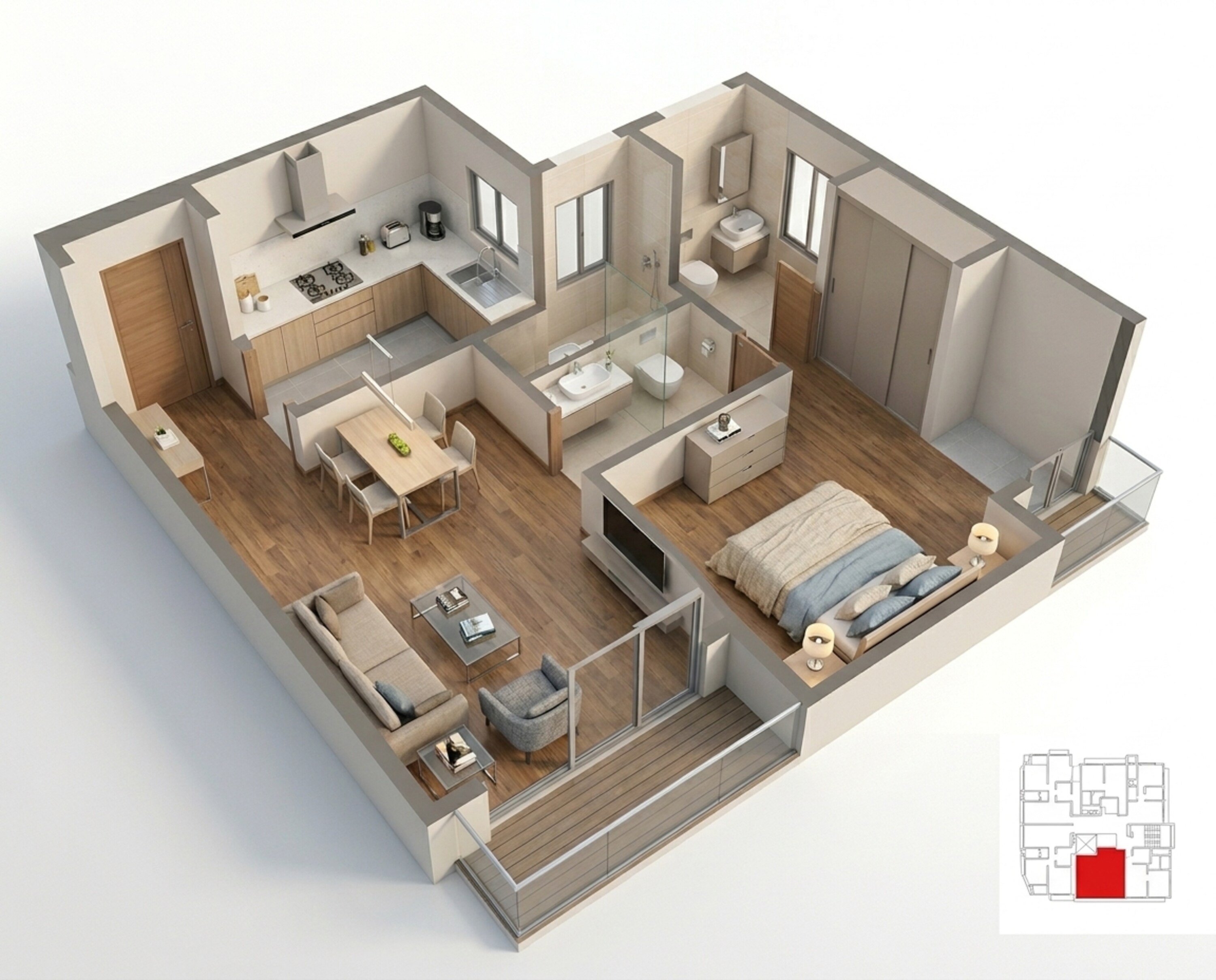 Floor plan of 1 BHK 425 Sq. Ft. Apartment in Dotom Vue, Mumbai