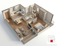 Floor plan of 1 BHK 425 Sq. Ft. Apartment in Dotom Vue, Mumbai