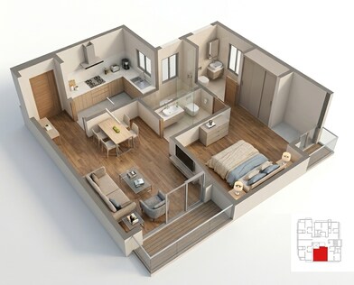 Floor plan of 1 BHK 425 Sq. Ft. Apartment in Dotom Vue, Mumbai