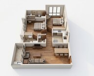 Floor plan of 2 BHK 633 Sq. Ft. Apartment in Dotom Vue, Mumbai