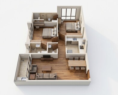 Floor plan of 2 BHK 633 Sq. Ft. Apartment in Dotom Vue, Mumbai