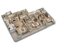 Floor plan of 3 BHK 3091 Sq. Ft. Apartment in Trump Residences, Gurgaon
