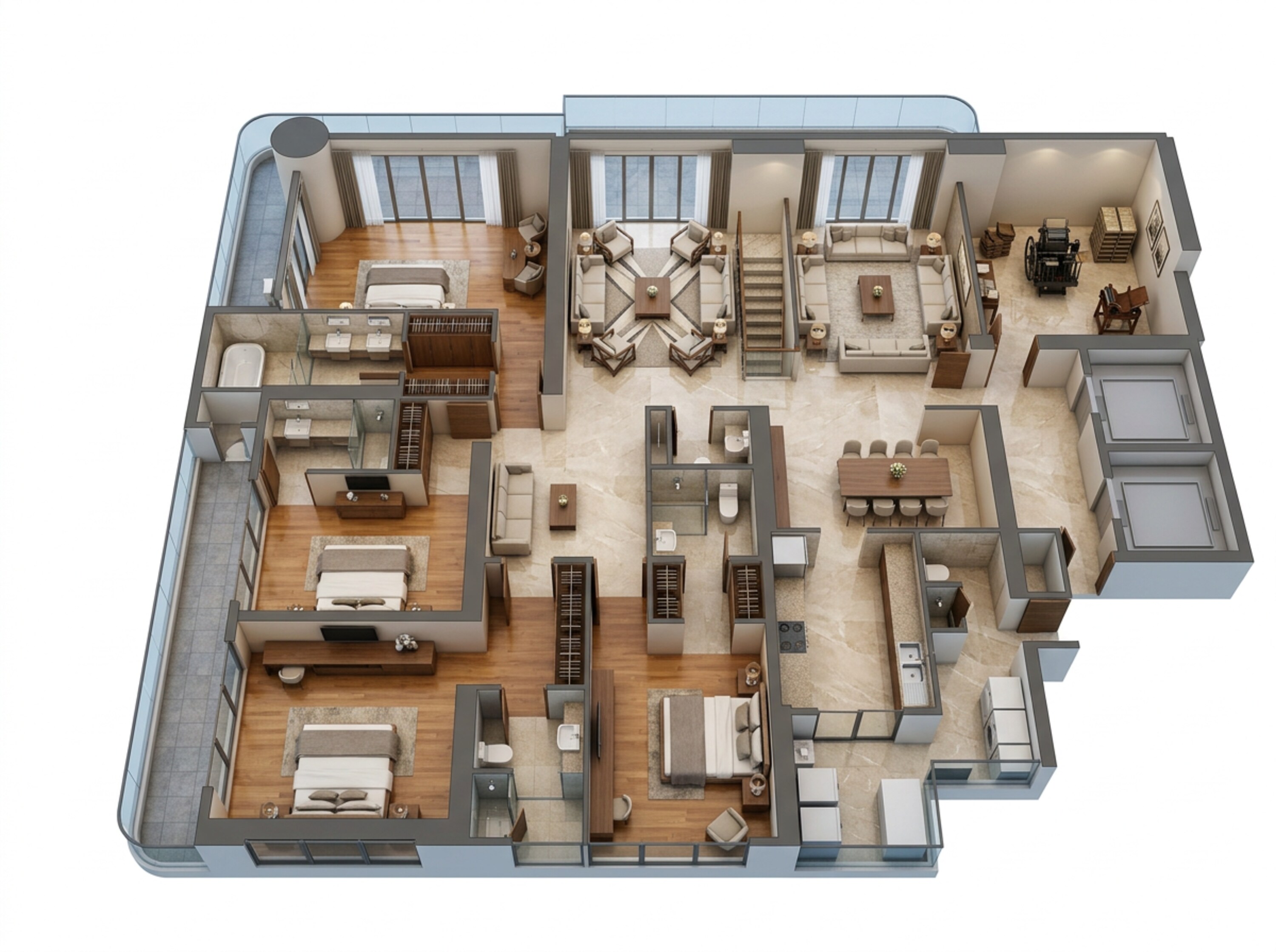 Floor plan of 4 BHK 4500 Sq. Ft. Apartment in Trump Residences, Gurgaon
