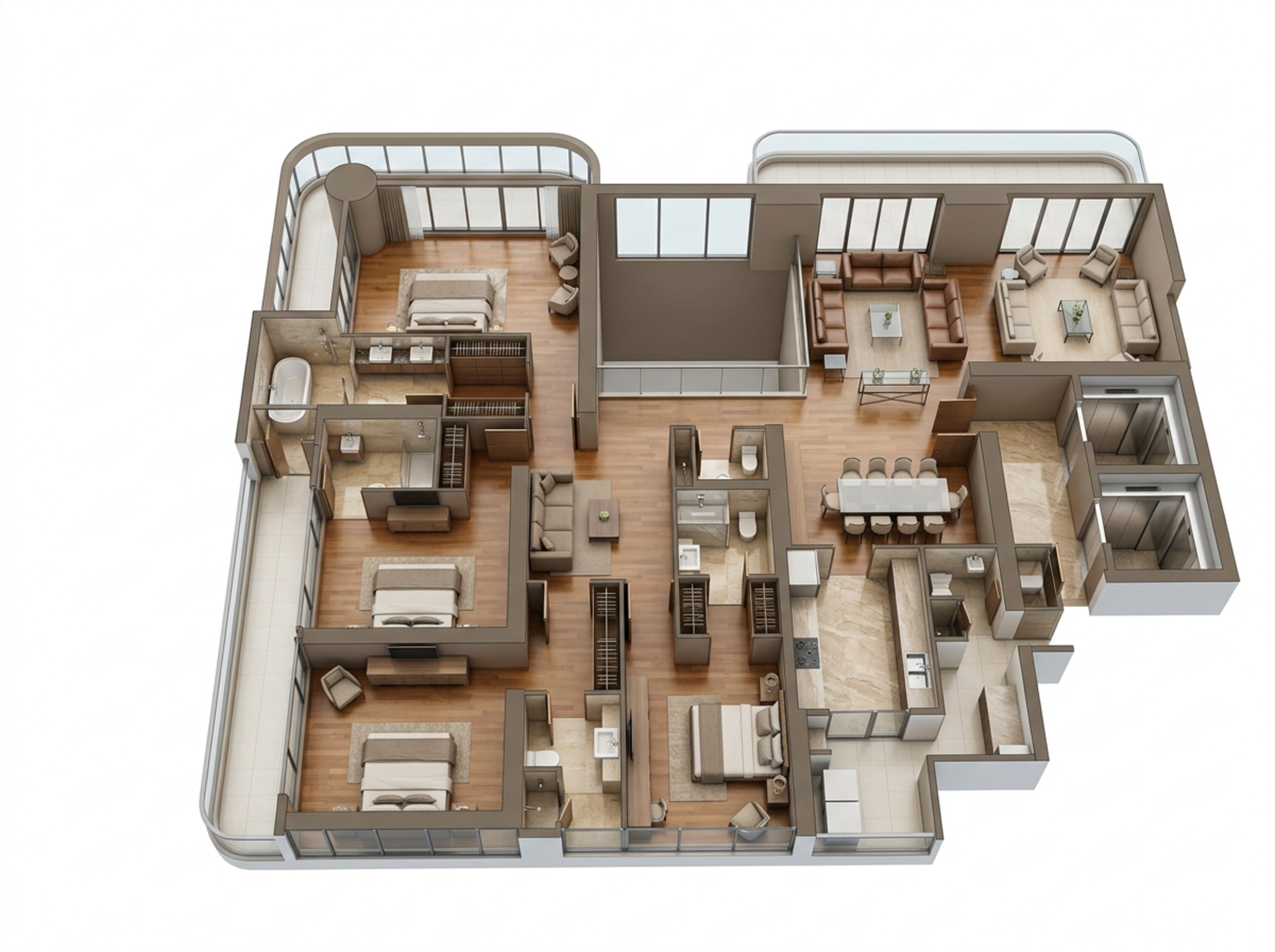Floor plan of 4 BHK 5000 Sq. Ft. Apartment in Trump Residences, Gurgaon